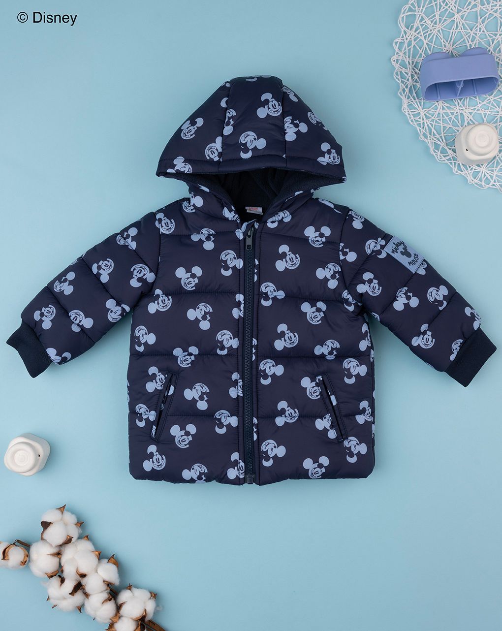 βρεφικό μπουφάν puffer μπλε με το mickey για αγόρι - Prénatal