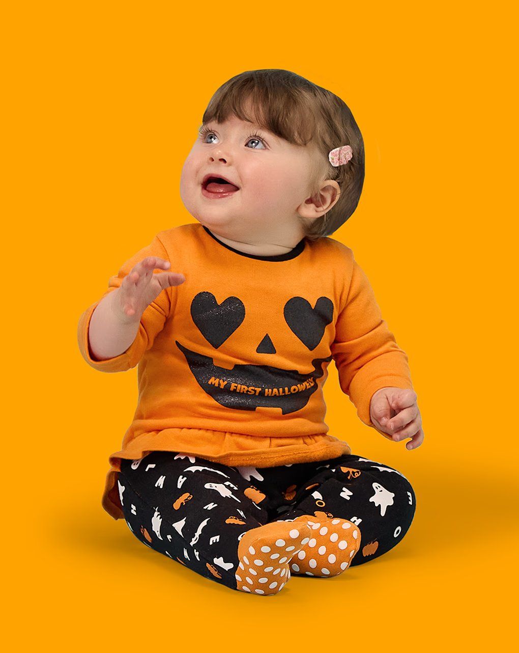 βρεφικό φορμάκι halloween πορτοκαλί/μαύρο για κορίτσι - Prénatal