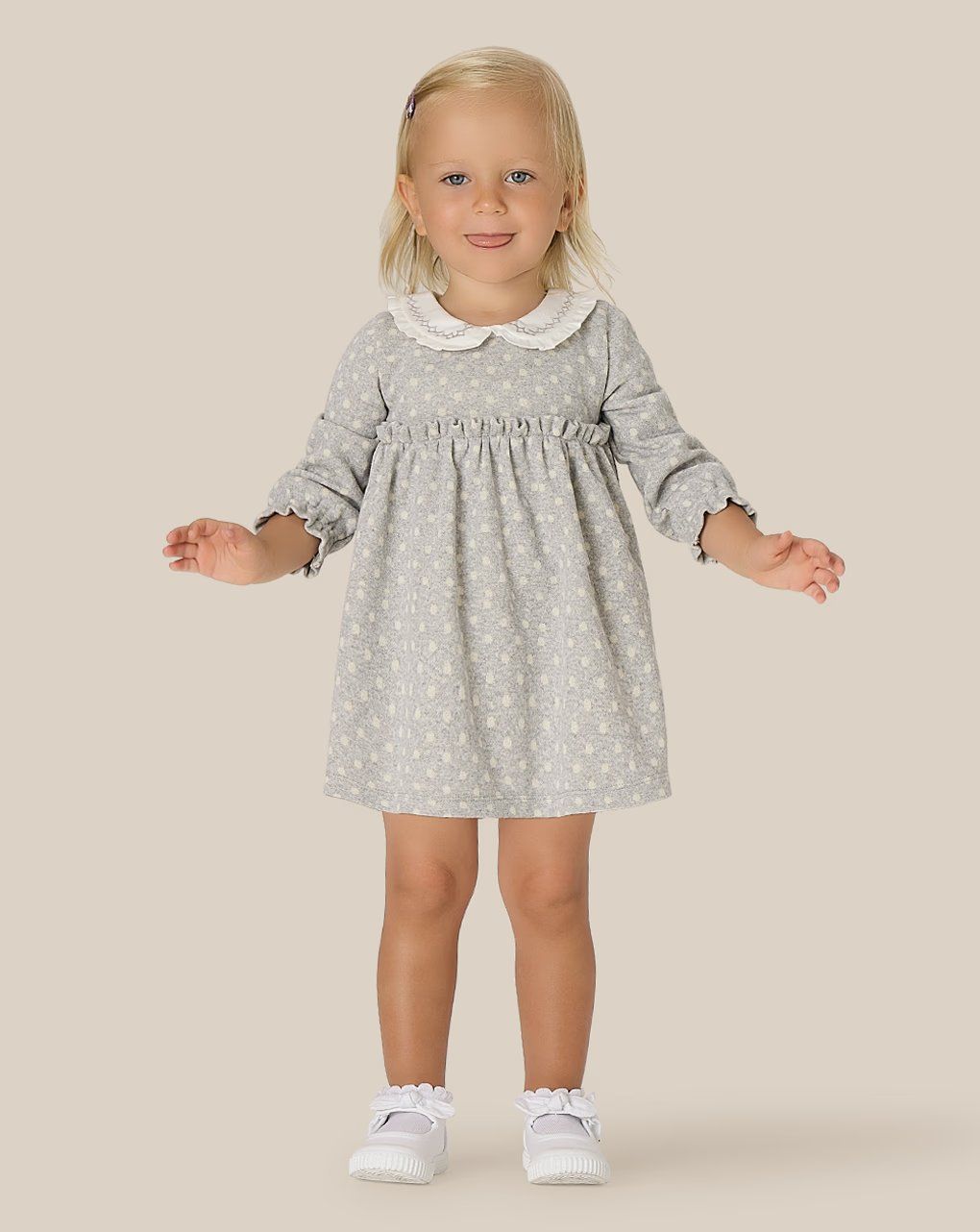 βρεφικό elegant φόρεμα γκρι πουά για κορίτσι - Prénatal