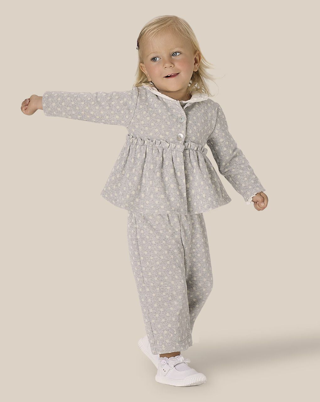 βρεφικό elegant ζακετάκι γκρι πουά για κορίτσι - Prénatal