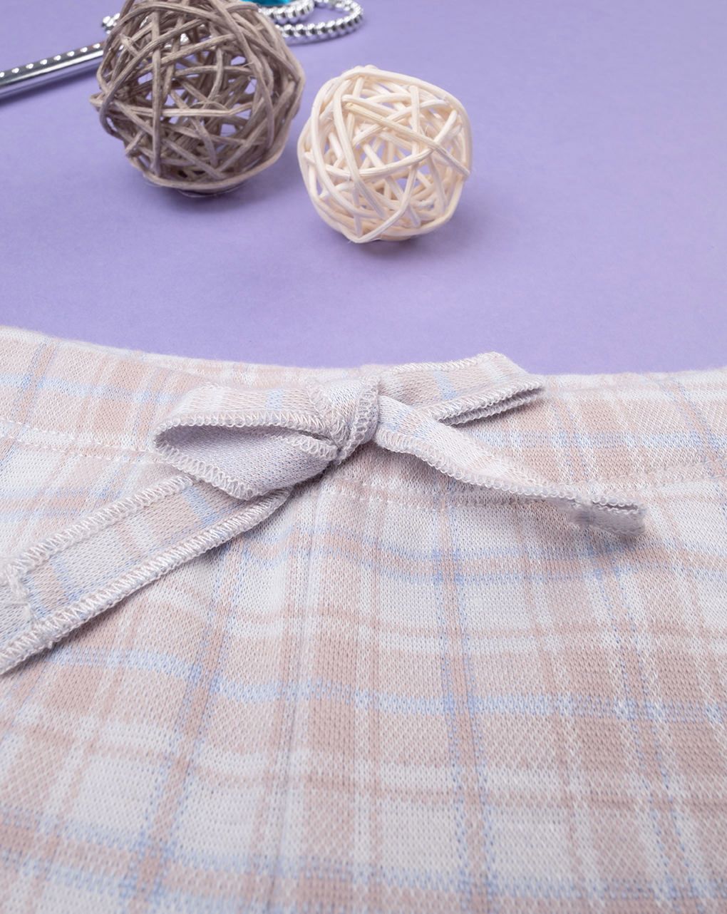 βρεφικό κολάν καρό μπλε/μπεζ για κορίτσι - Prénatal