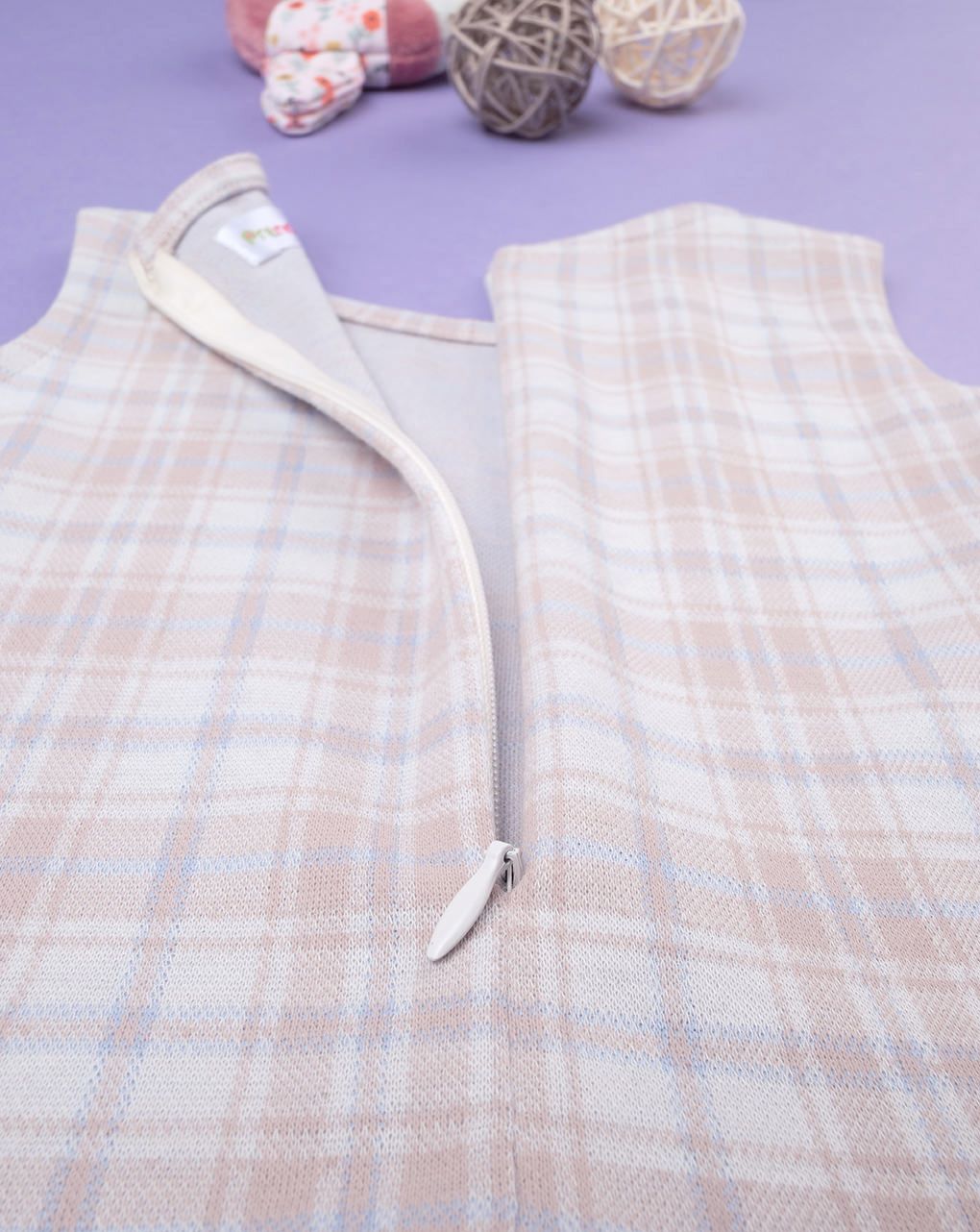 βρεφικό φόρεμα καρό μπλε/μπεζ για κορίτσι - Prénatal