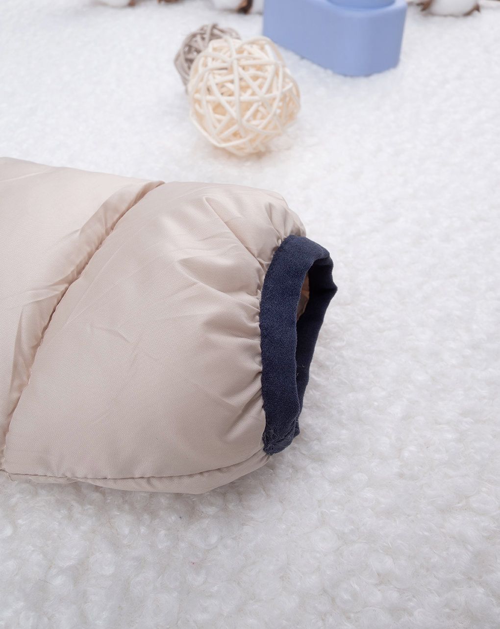 βρεφικό μπουφάν puffer colorblock μπεζ/μπλε για αγόρι - Prénatal
