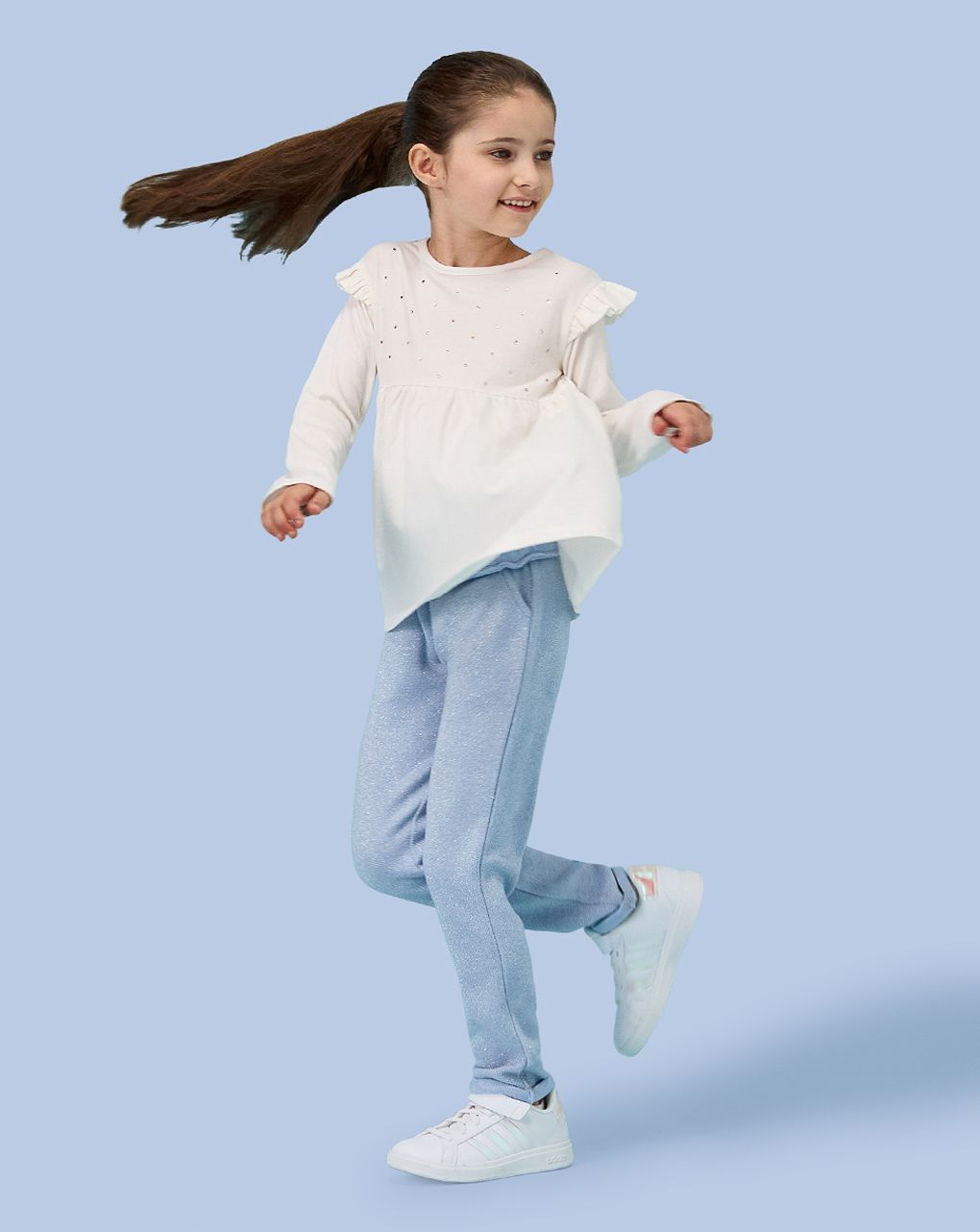 παιδικό παντελόνι φούτερ γαλάζιο lurex για κορίτσι - Prénatal