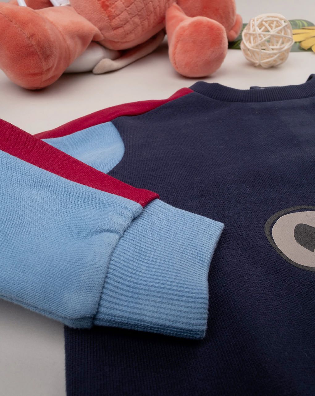 βρεφική μπλούζα φούτερ μπλε teddy για αγόρι - Prénatal