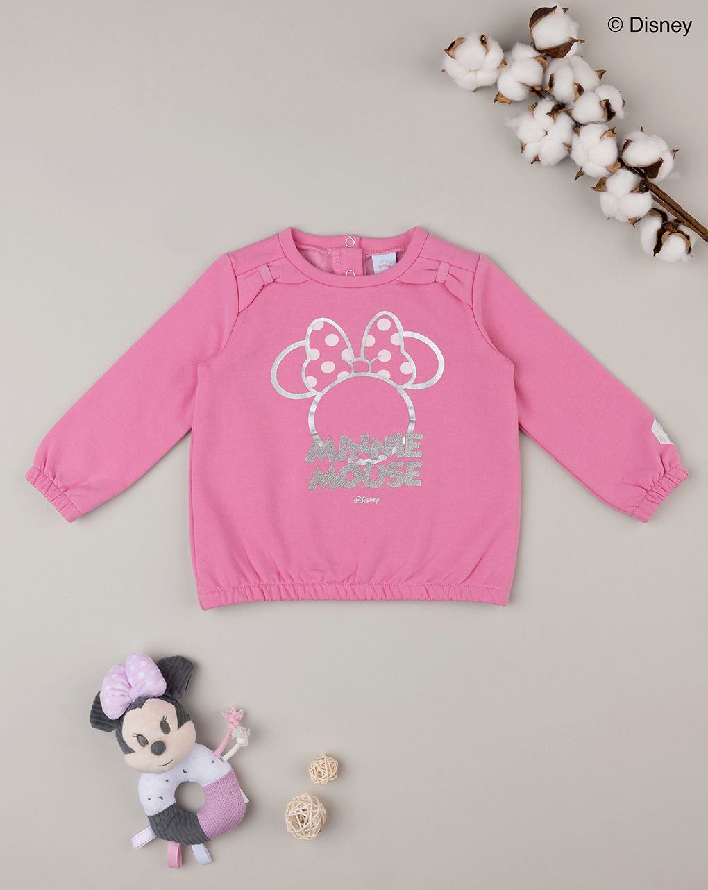 μπλούζα φούτερ ροζ με τη minnie για κορίτσι
