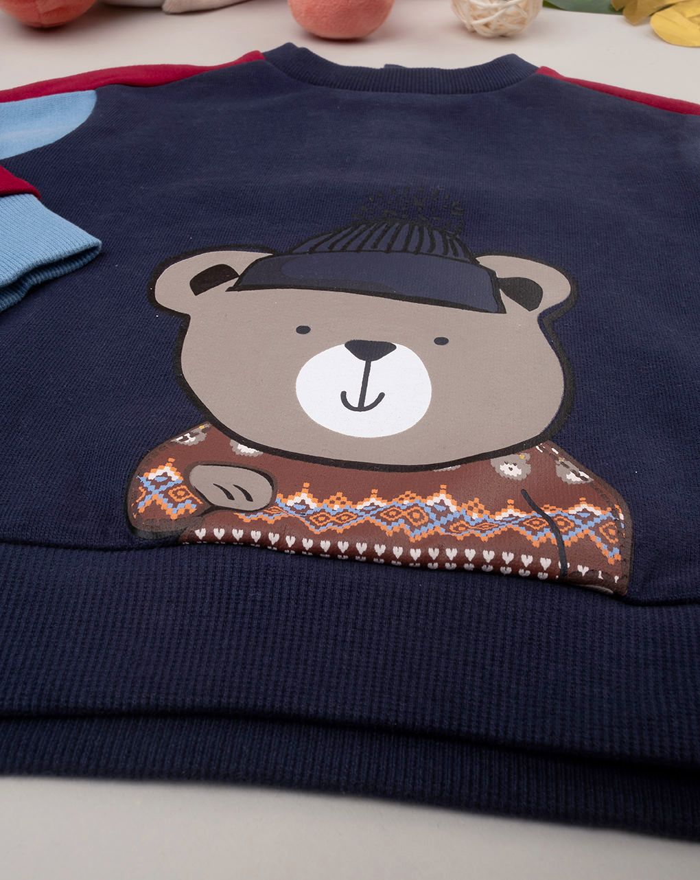 βρεφική μπλούζα φούτερ μπλε teddy για αγόρι - Prénatal