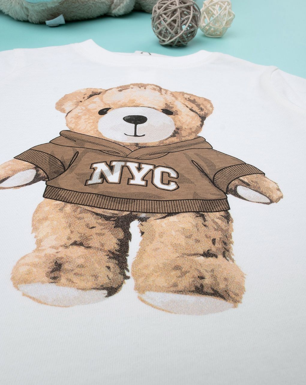 βρεφική μπλούζα λευκή teddy για αγόρι - Prénatal