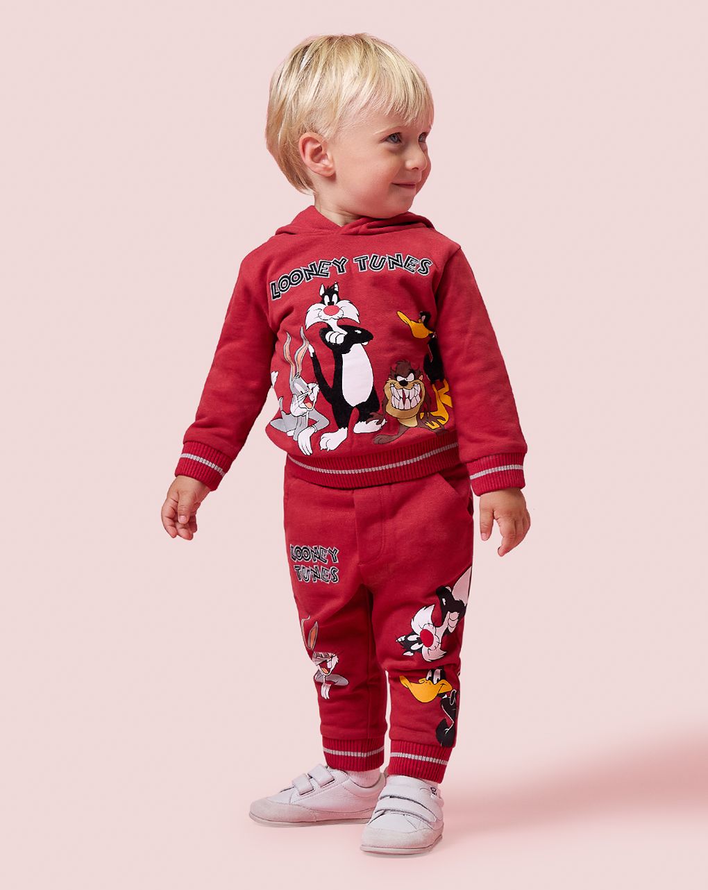 βρεφική μπλούζα φούτερ κόκκινη με looney tunes για αγόρι