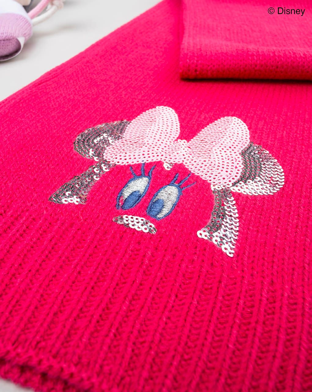 παιδικό κασκόλ πλεκτό φούξια με τη minnie για κορίτσι - Prénatal