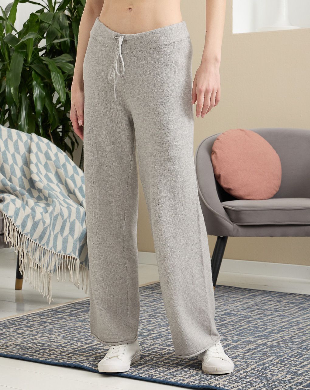 γυναικεία πλεκτή παντελόνα εγκυμοσύνης γκρι - Prénatal