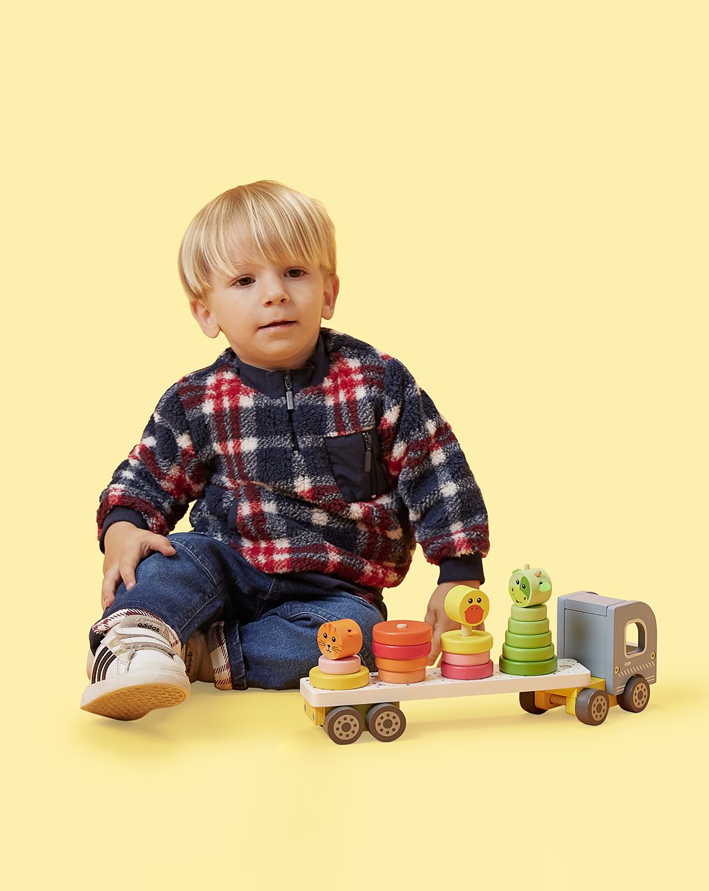 βρεφικό χνουδωτό τζάκετ καρό για αγόρι