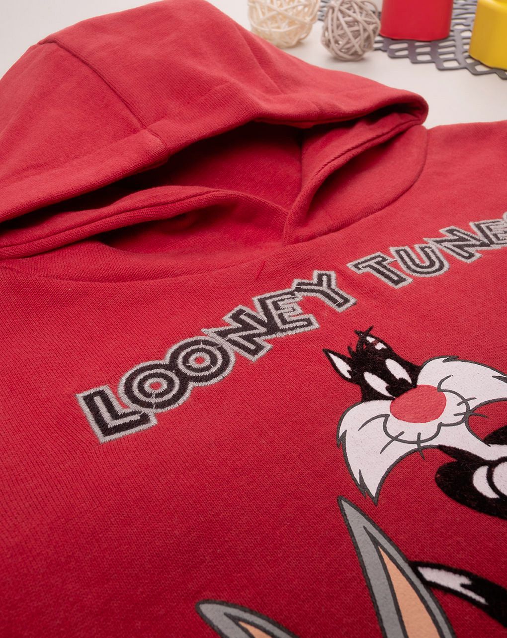 βρεφική μπλούζα φούτερ κόκκινη με looney tunes για αγόρι - Prénatal
