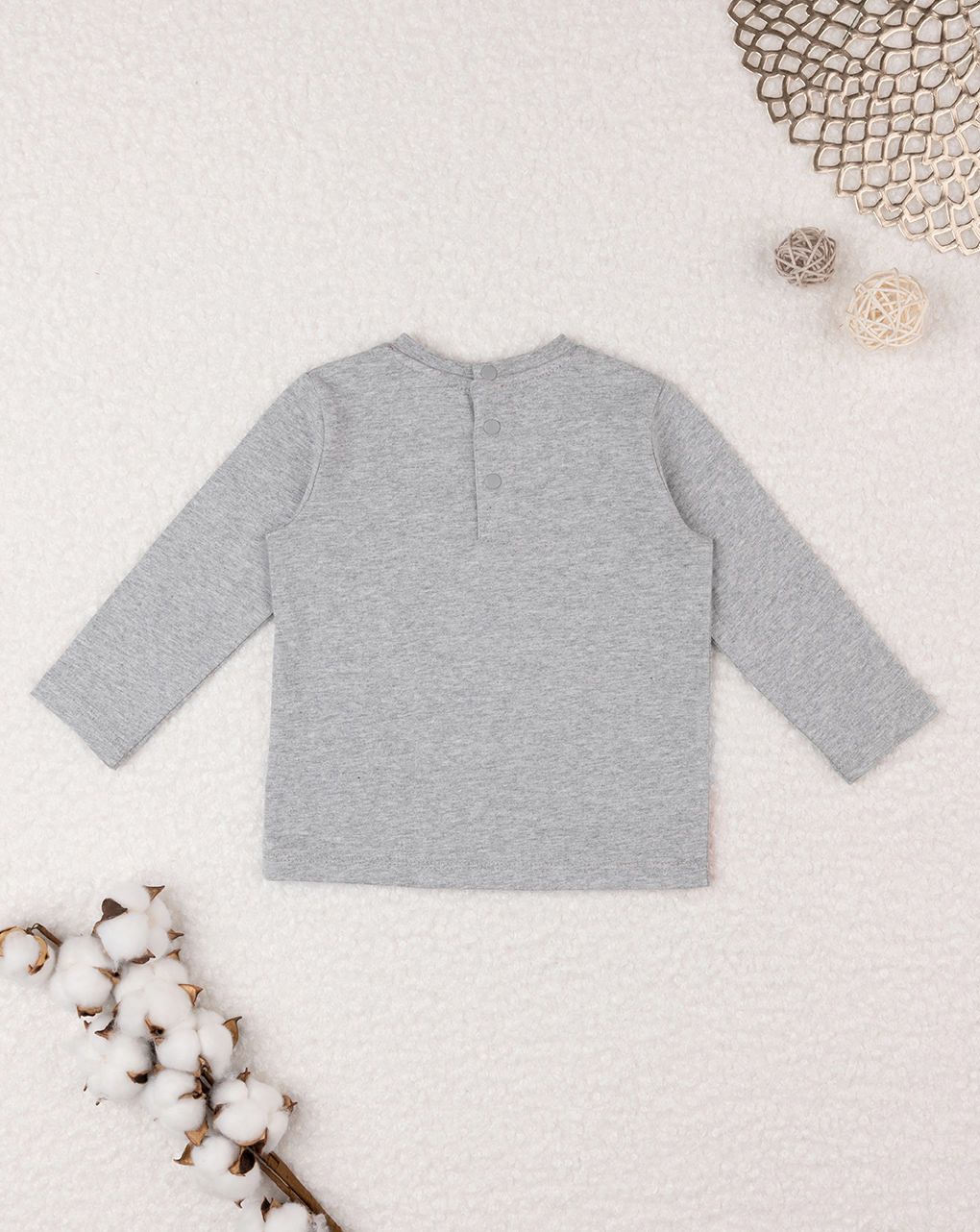 βρεφική μπλούζα γκρι skiing για αγόρι - Prénatal