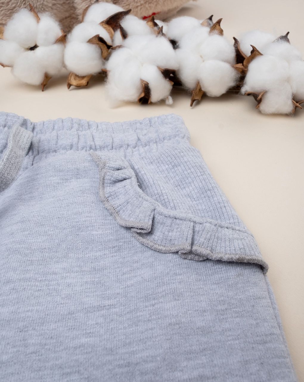 βρεφικό παντελόνι φούτερ γκρι teddy για κορίτσι - Prénatal