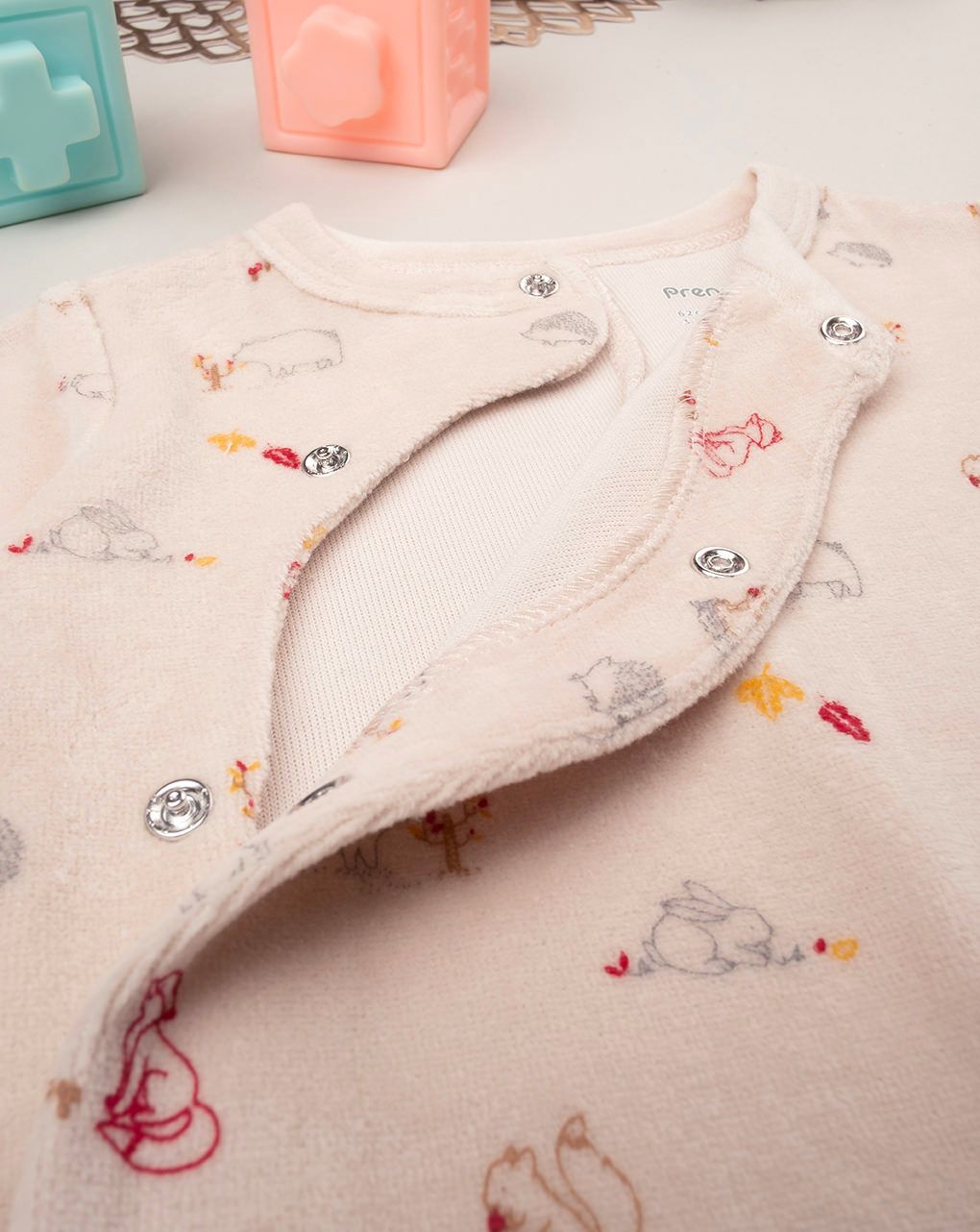 βρεφικό φορμάκι σενίλ μπεζ forest για αγόρι - Prénatal