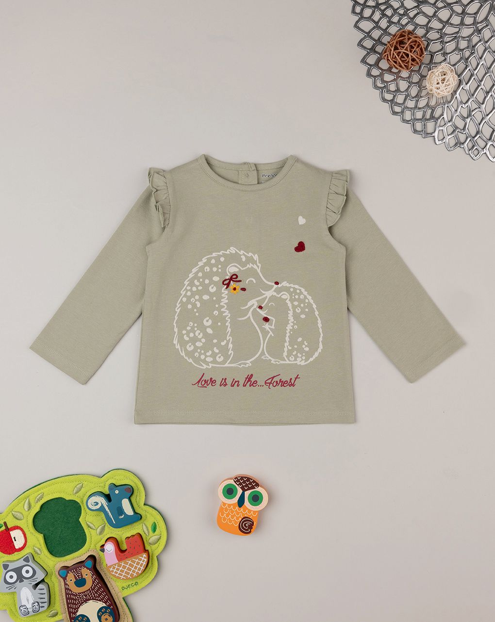βρεφική μπλούζα πράσινη forest για κορίτσι - Prénatal