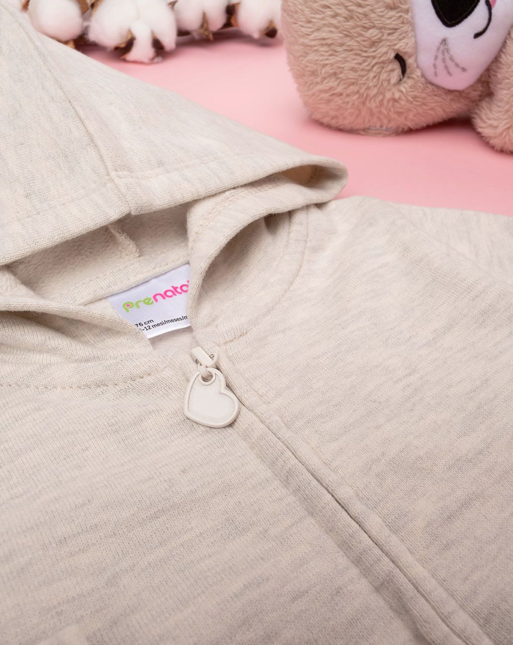 βρεφική ζακέτα φούτερ μπεζ με λουλούδια για κορίτσι - Prénatal