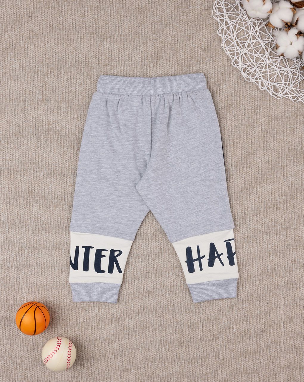 βρεφικό παντελόνι φόρμας γκρι happy winter για αγόρι - Prénatal