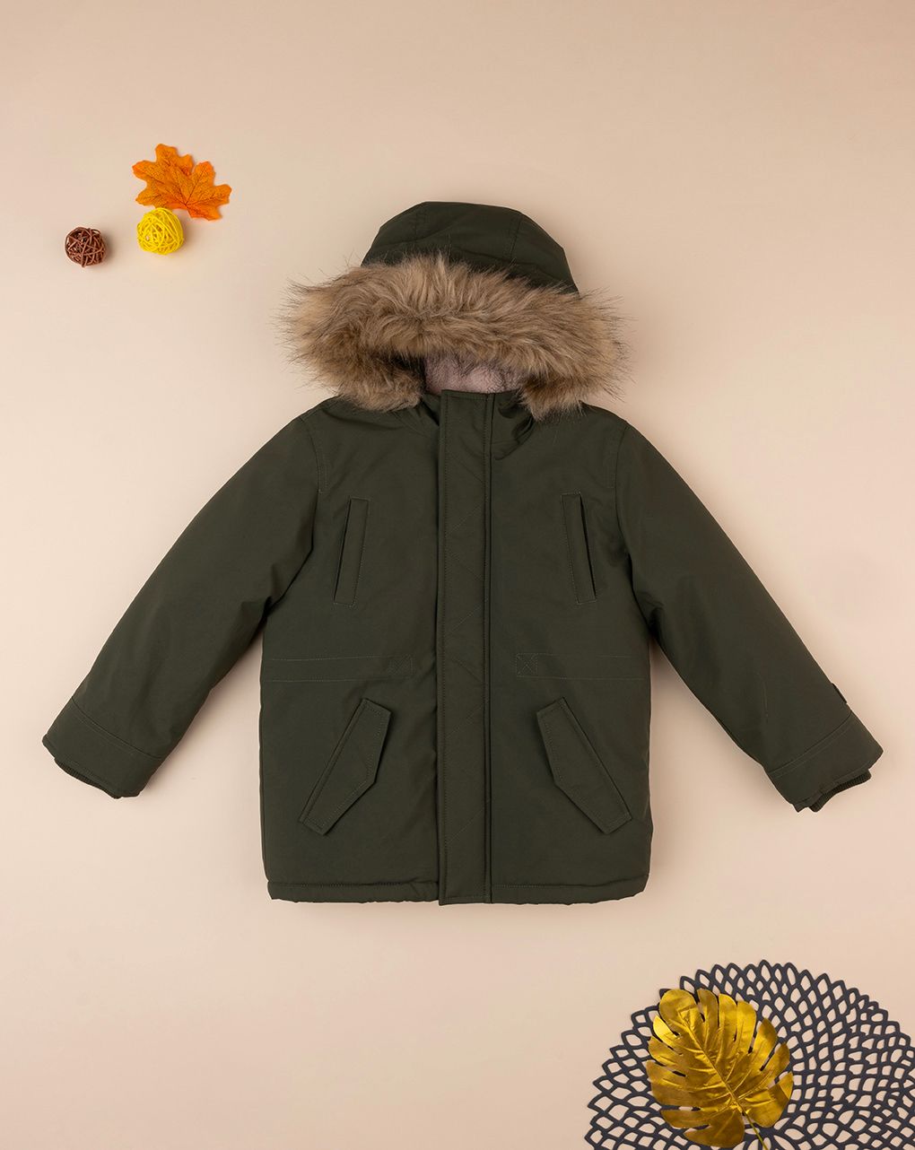 παιδικό μπουφάν παρκά χακί για αγόρι - Prénatal