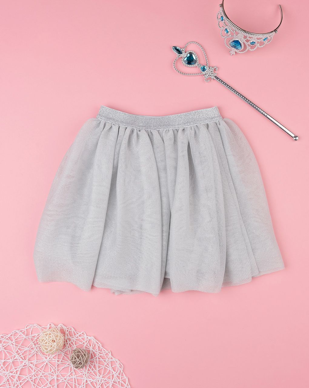 παιδική φούστα ασημί από τούλι για κορίτσι