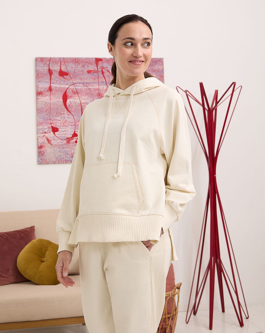 γυναικεία μπλούζα φούτερ εγκυμοσύνης ιβουάρ - Prénatal