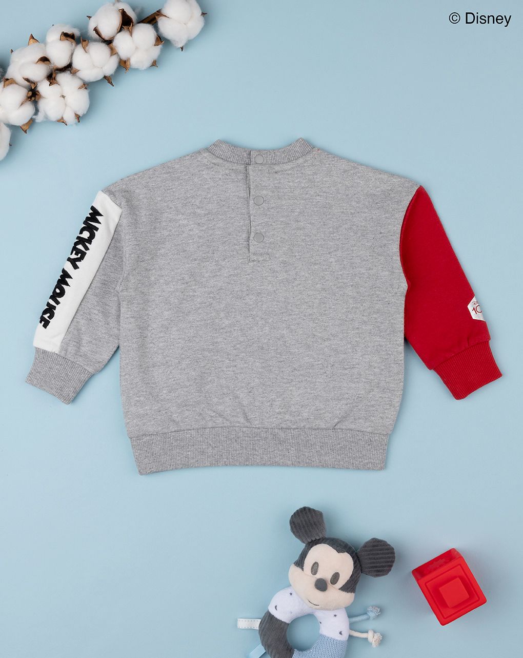 μπλούζα φούτερ γκρι/κόκκινη με το mickey για αγόρι - Prénatal