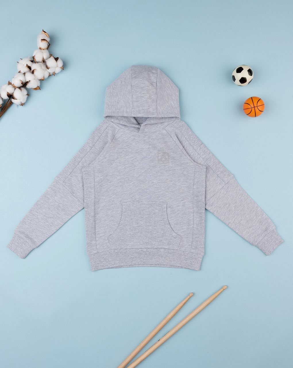 παιδική μπλούζα φούτερ γκρι με κουκούλα για αγόρι - Prénatal
