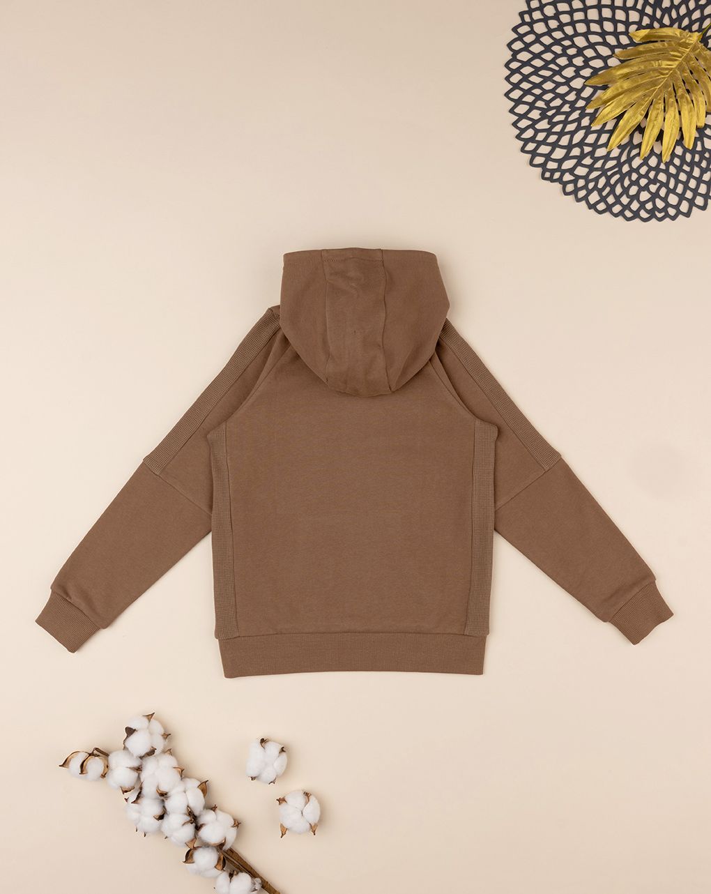 παιδική μπλούζα φούτερ καφέ με κουκούλα για αγόρι - Prénatal