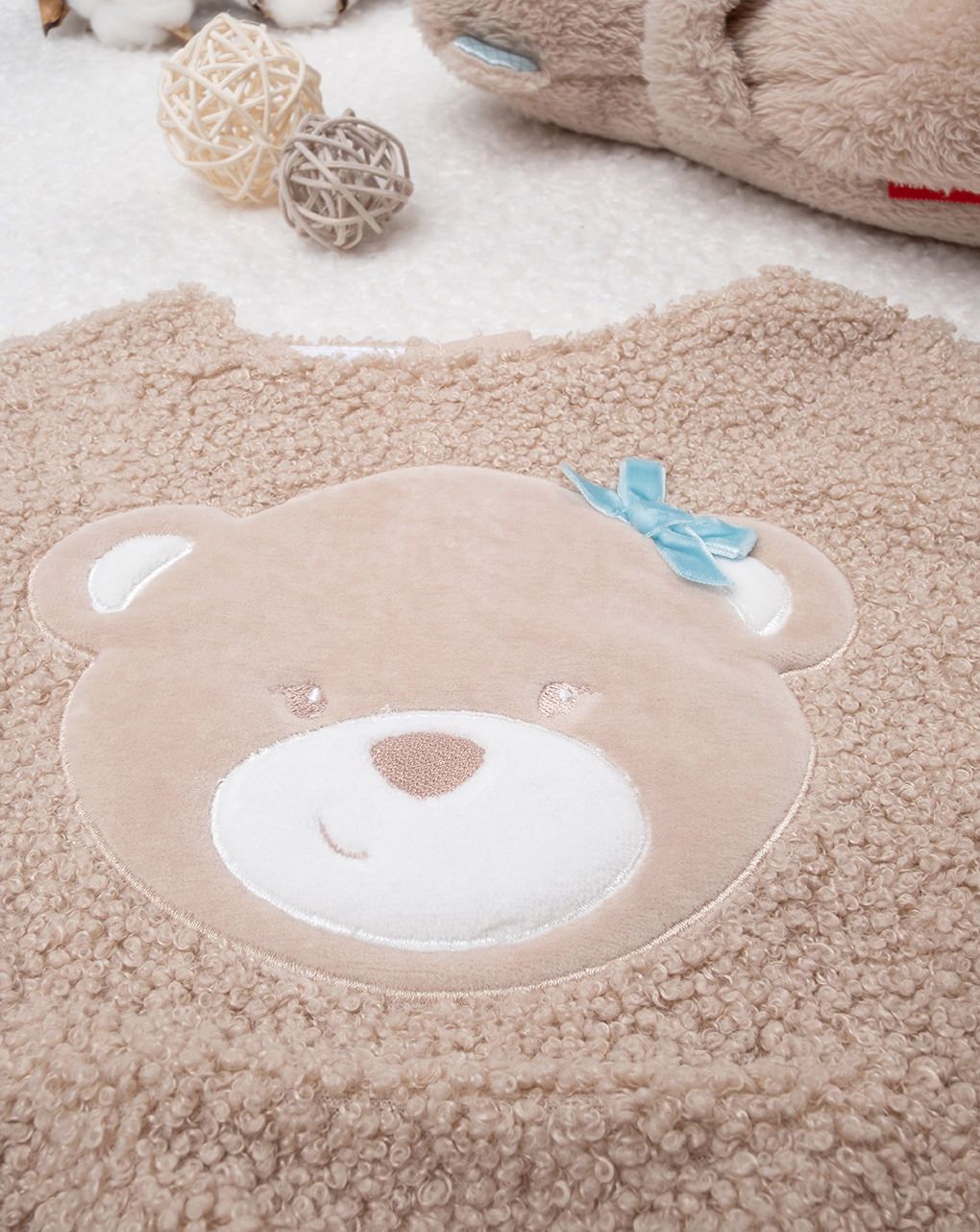 βρεφική μπλούζα φούτερ μπουκλέ καφέ teddy για κορίτσι - Prénatal