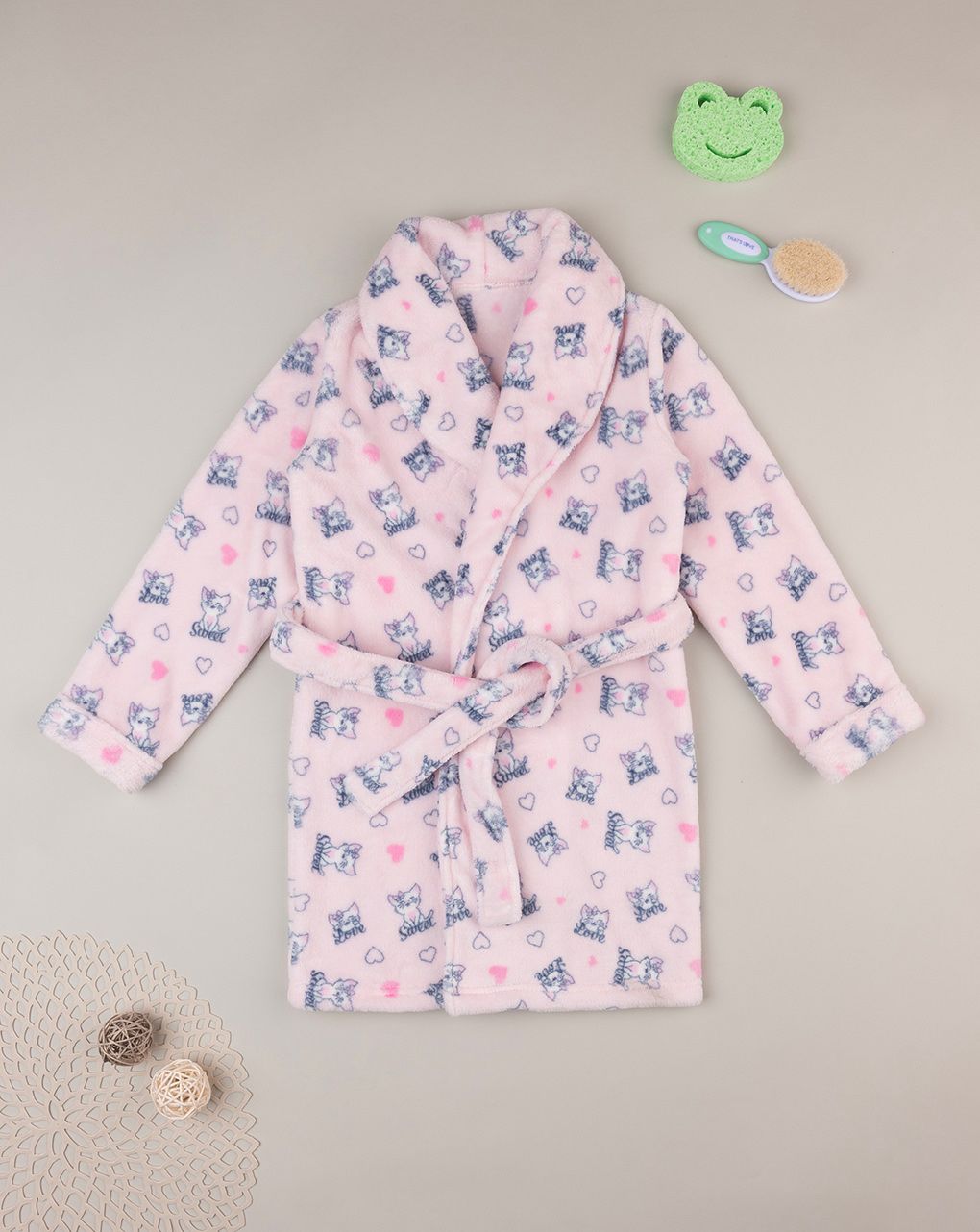 παιδική σενίλ ρόμπα ροζ με γατάκια για κορίτσι - Prénatal
