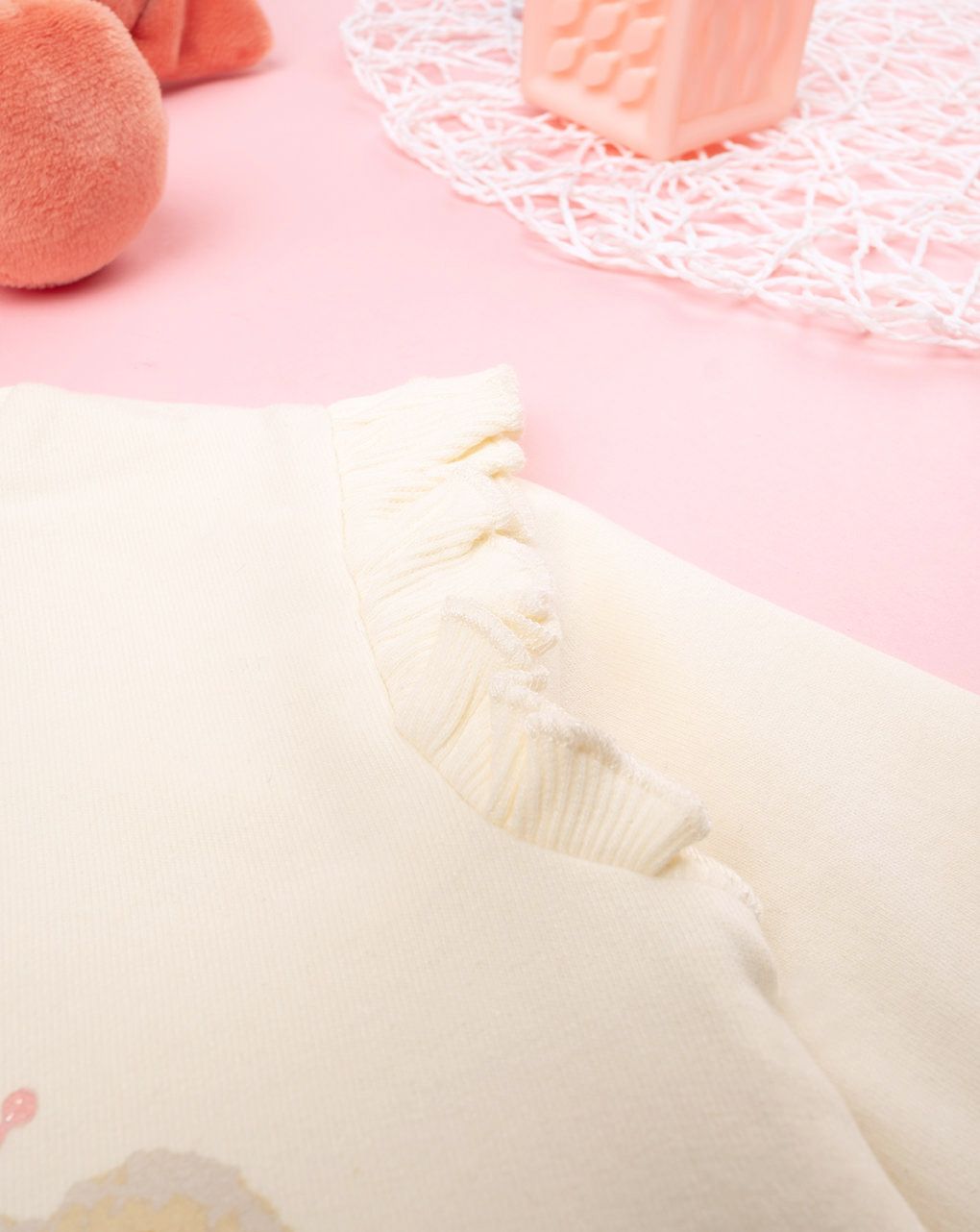 βρεφική μπλούζα φούτερ κρεμ teddy για κορίτσι - Prénatal