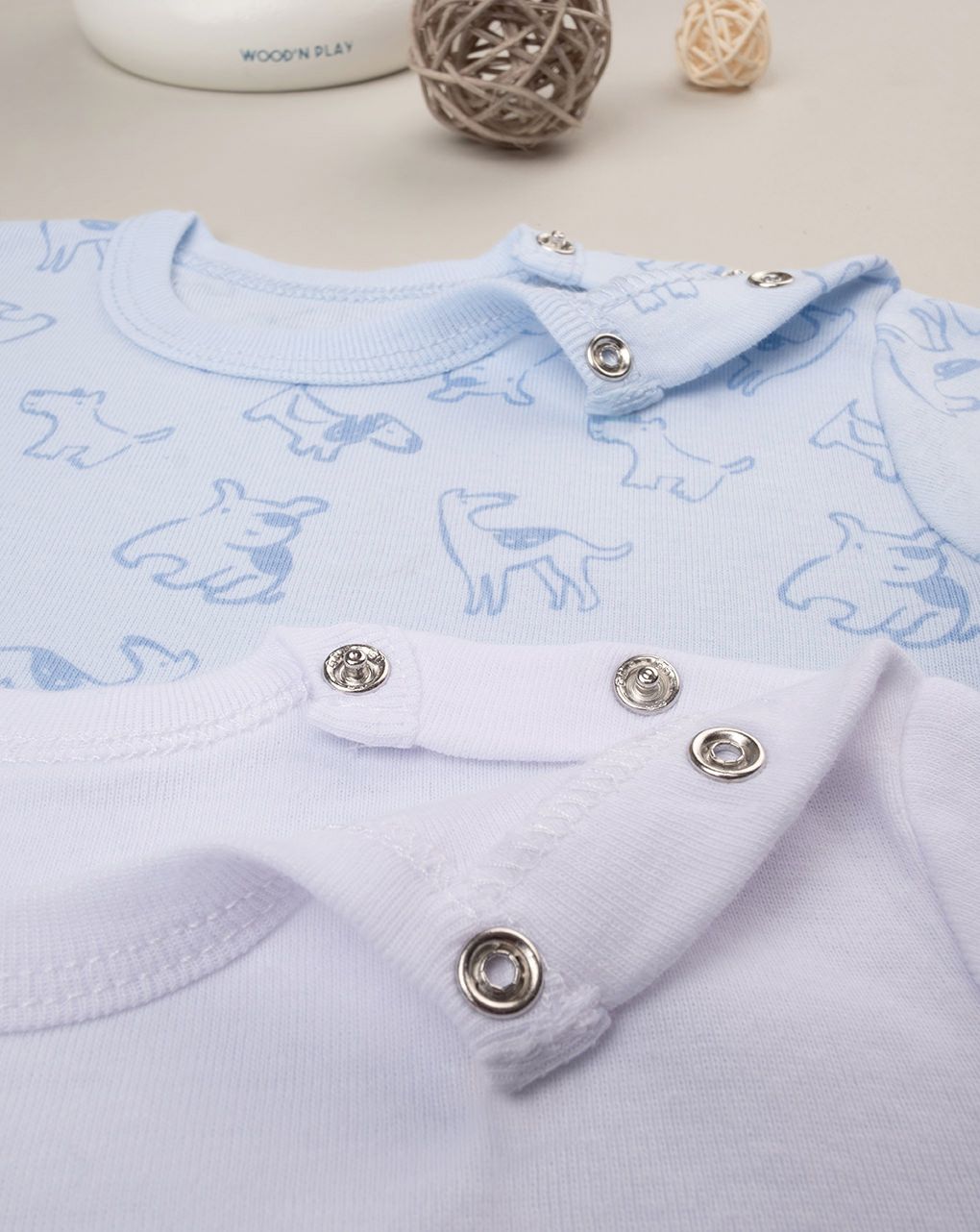 βρεφικά μακρυμάνικα κορμάκια πακέτο x2 με σκυλάκια για αγόρι - Prénatal