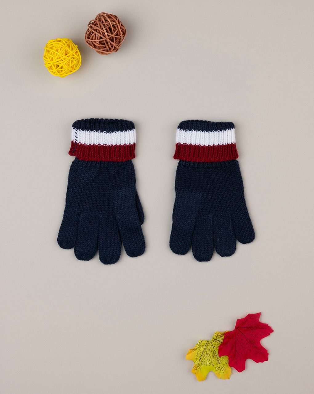 παιδικά γάντια πλεκτά μπλε ριγέ για αγόρι - Prénatal