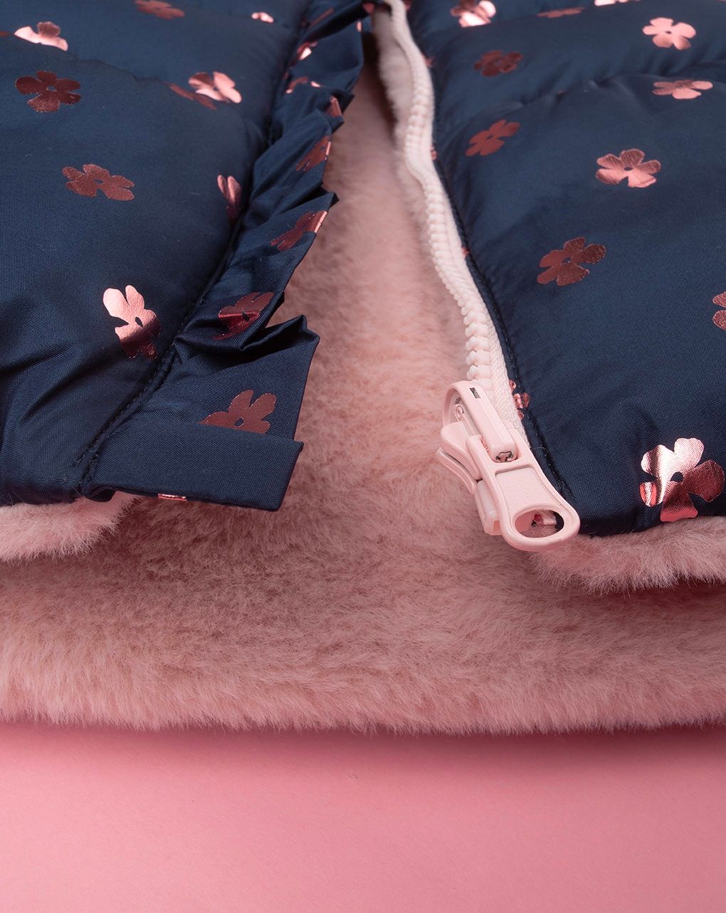 βρεφικό μπουφάν puffer μπλε με λουλούδια για κορίτσι - Prénatal