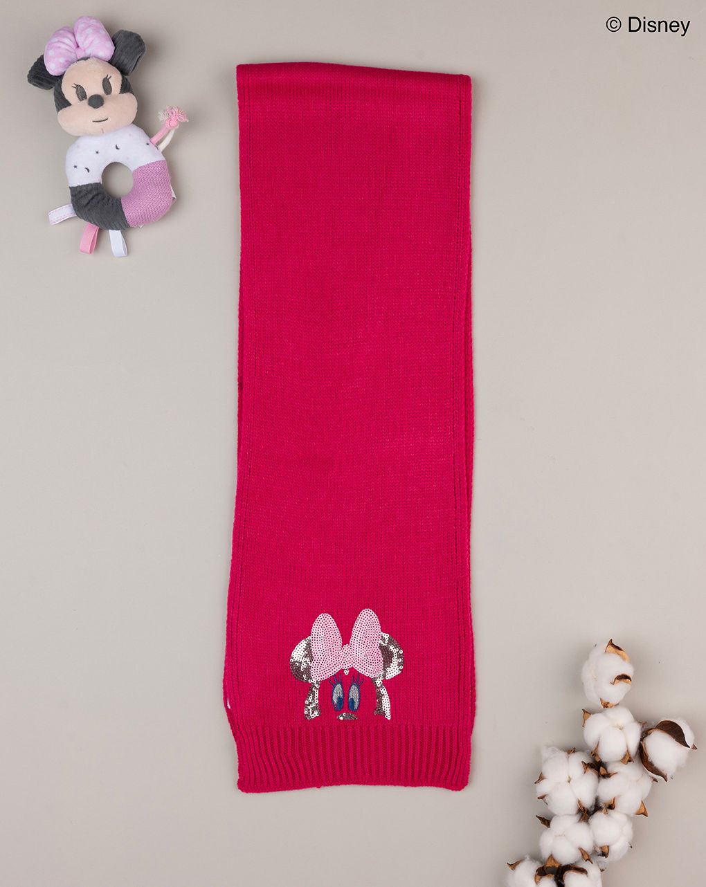 παιδικό κασκόλ πλεκτό φούξια με τη minnie για κορίτσι - Prénatal