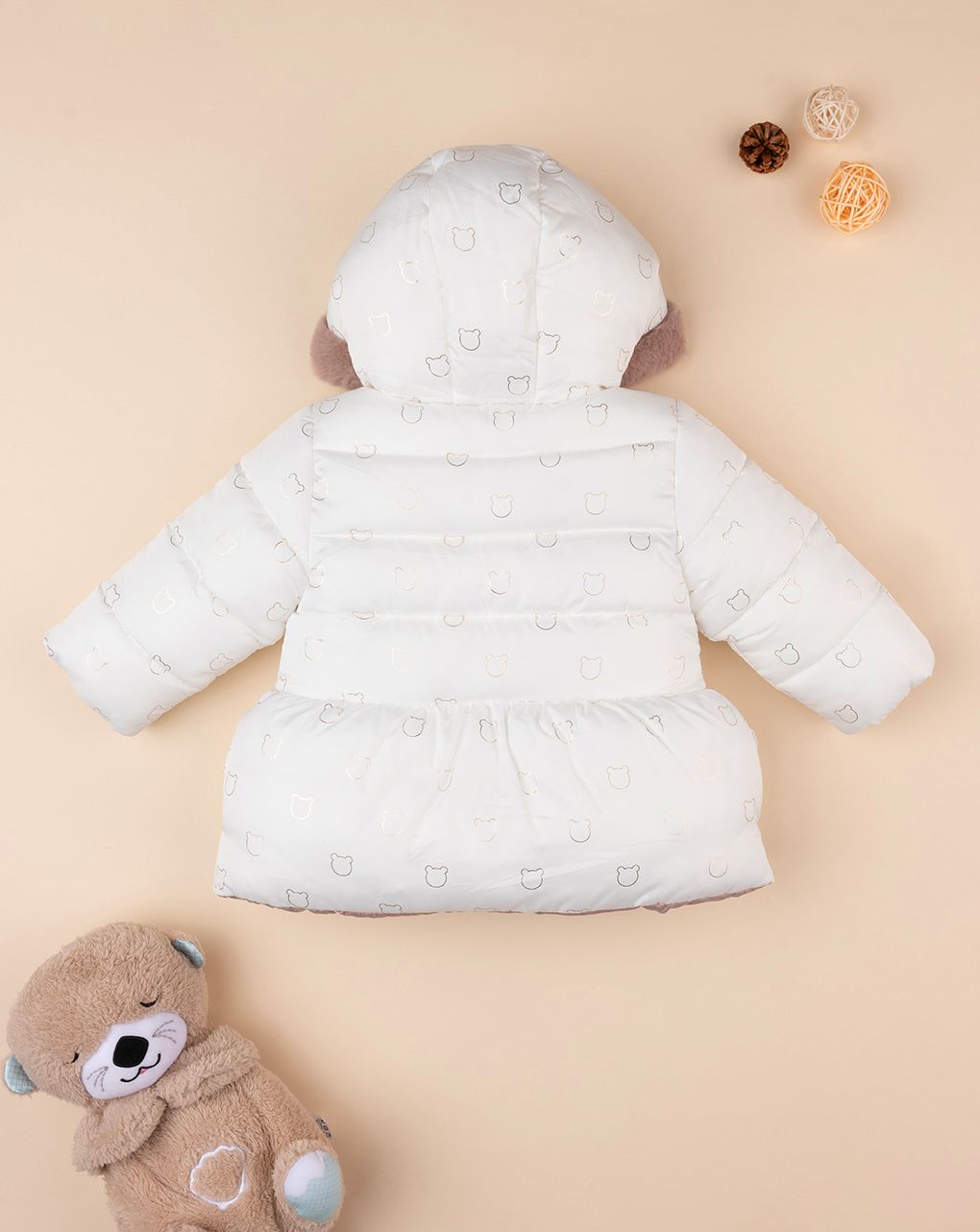 βρεφικό μπουφάν puffer λευκό teddy για κορίτσι - Prénatal