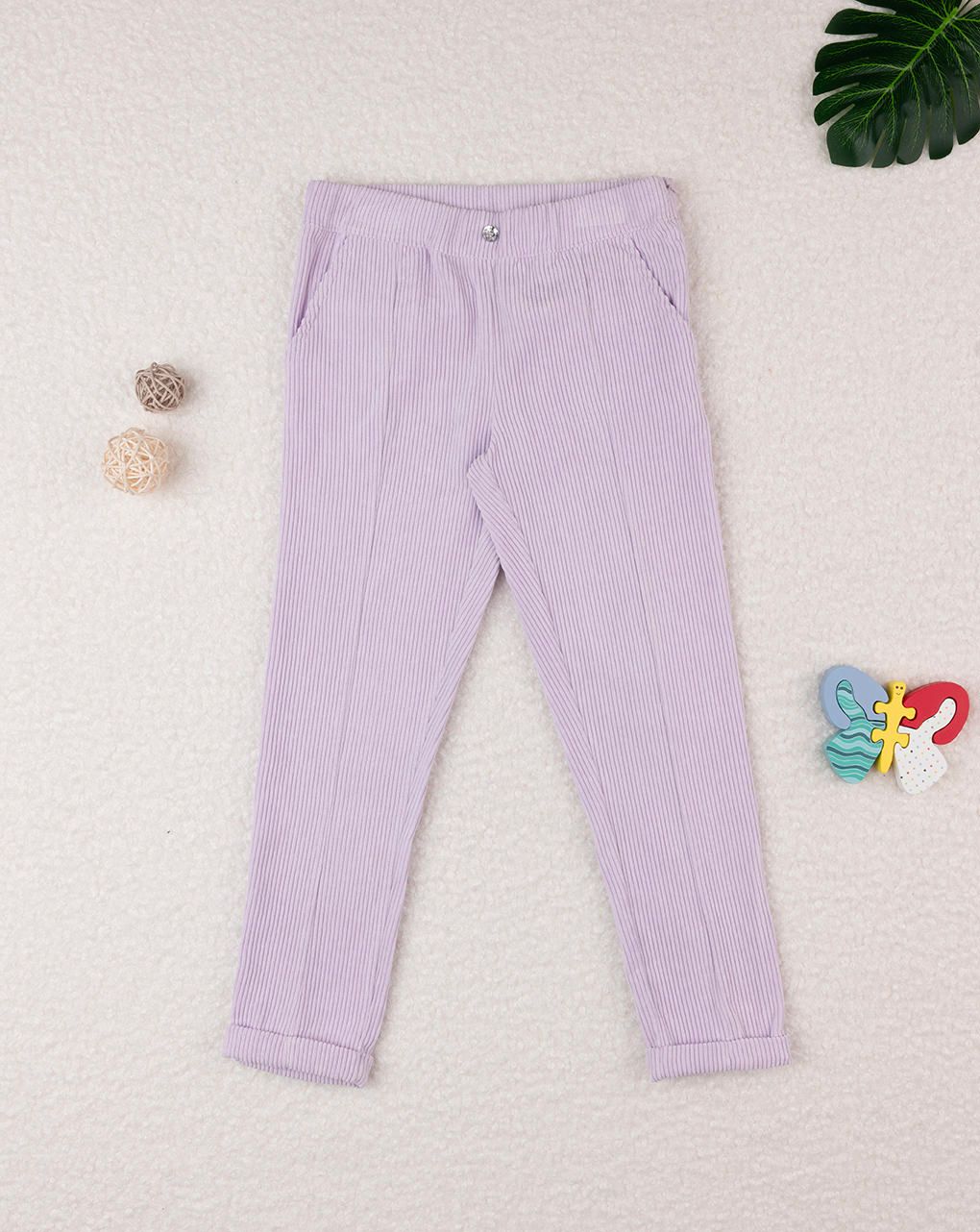 παιδικό παντελόνι βελουτέ λιλά για κορίτσι - Prénatal