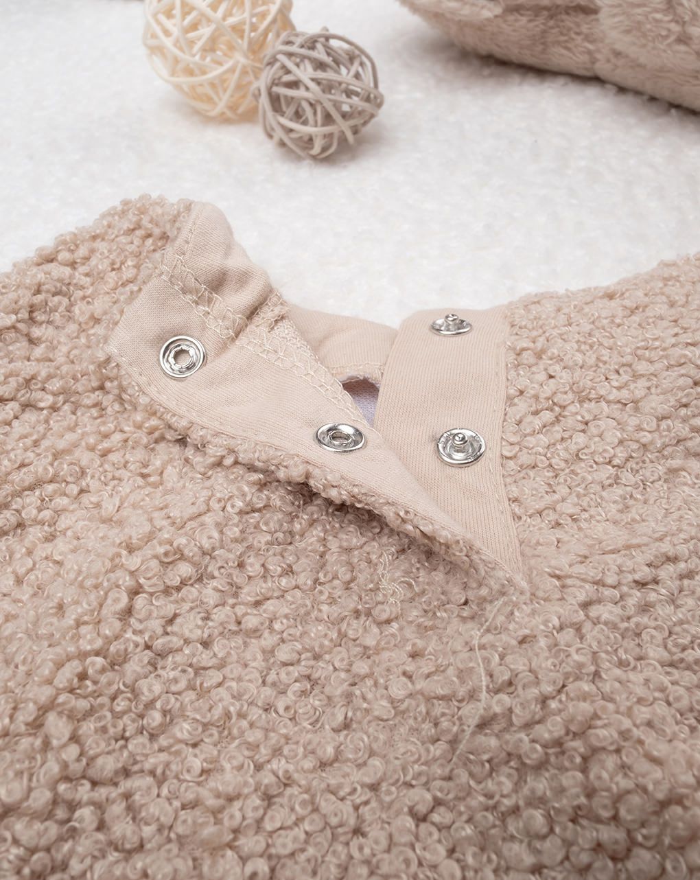 βρεφική μπλούζα φούτερ μπουκλέ καφέ teddy για κορίτσι - Prénatal