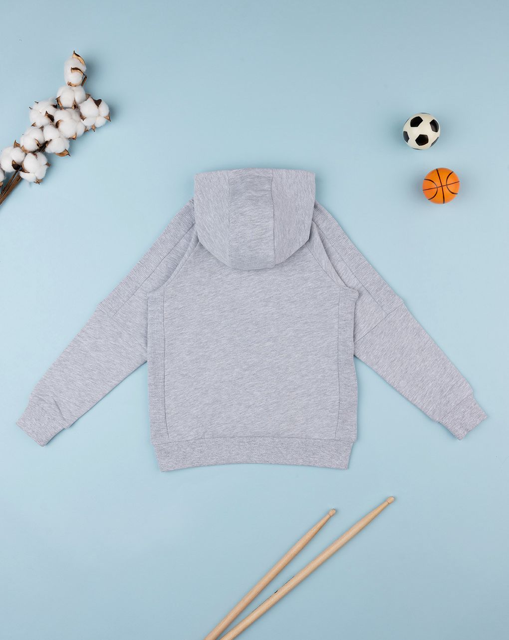 παιδική μπλούζα φούτερ γκρι με κουκούλα για αγόρι - Prénatal