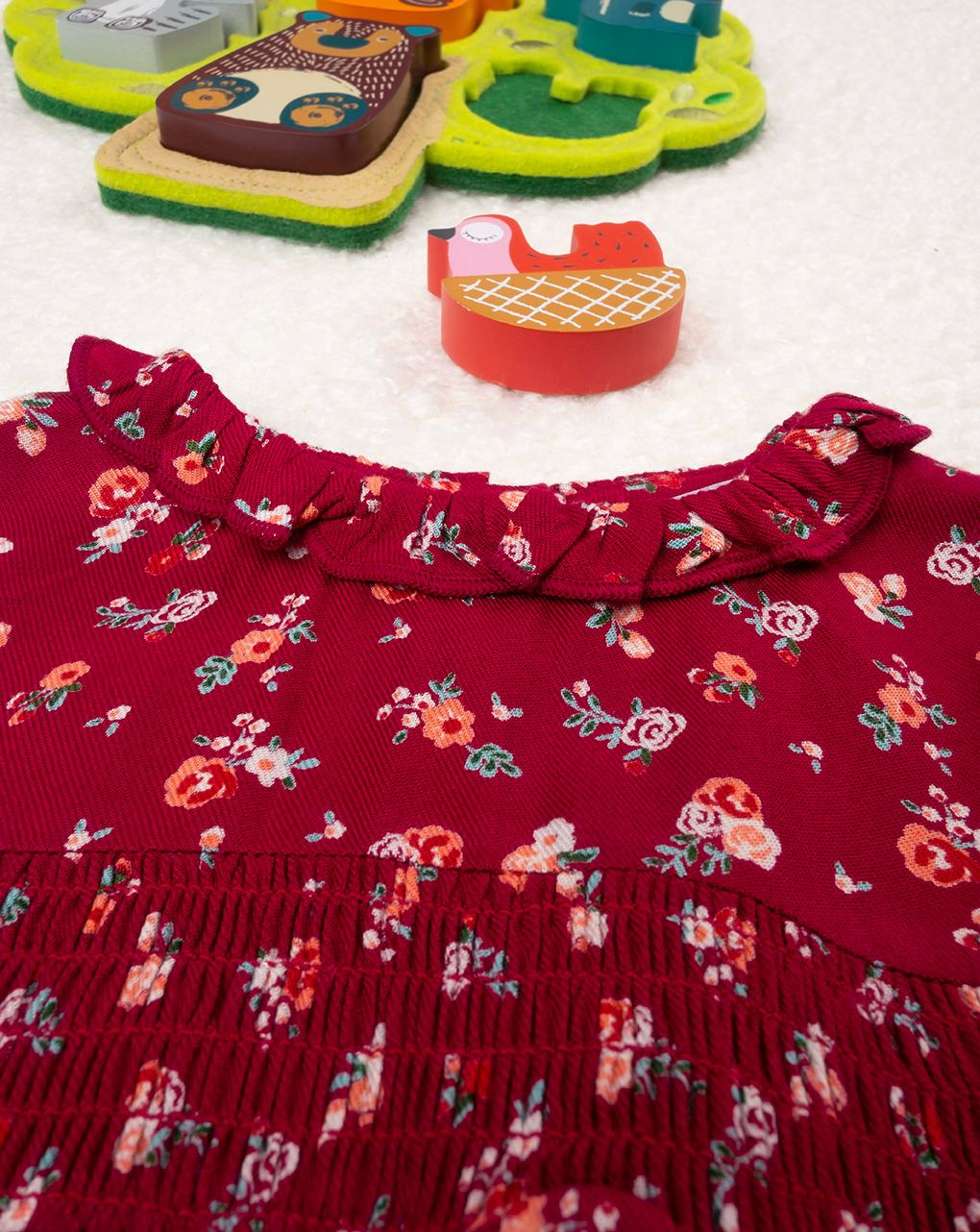 βρεφικό φόρεμα μπορντώ φλοράλ για κορίτσι - Prénatal