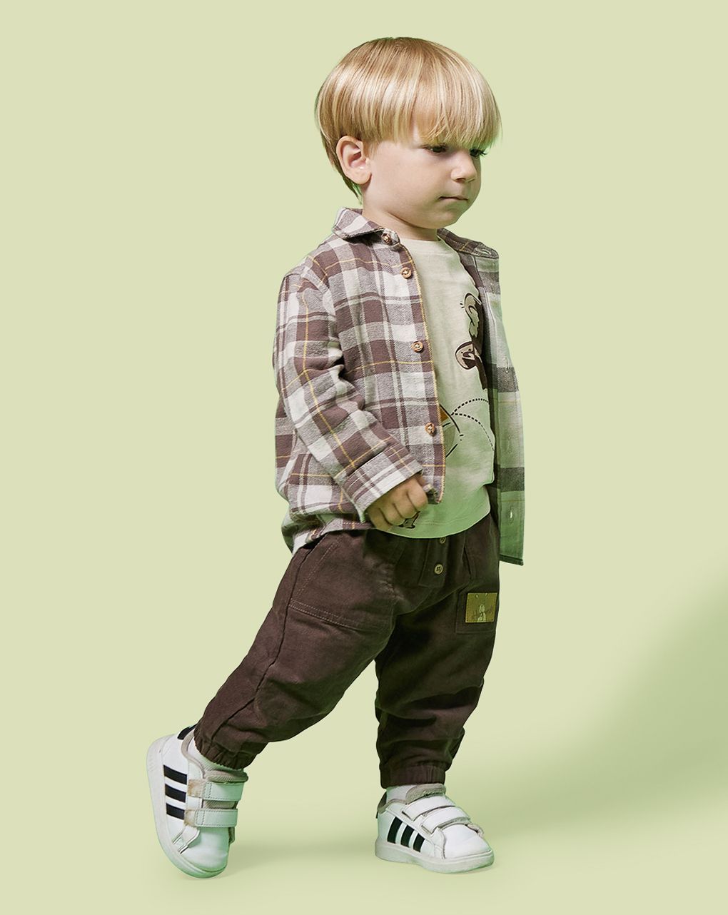 βρεφικό πουκάμισο καρό καφέ wood για αγόρι - Prénatal