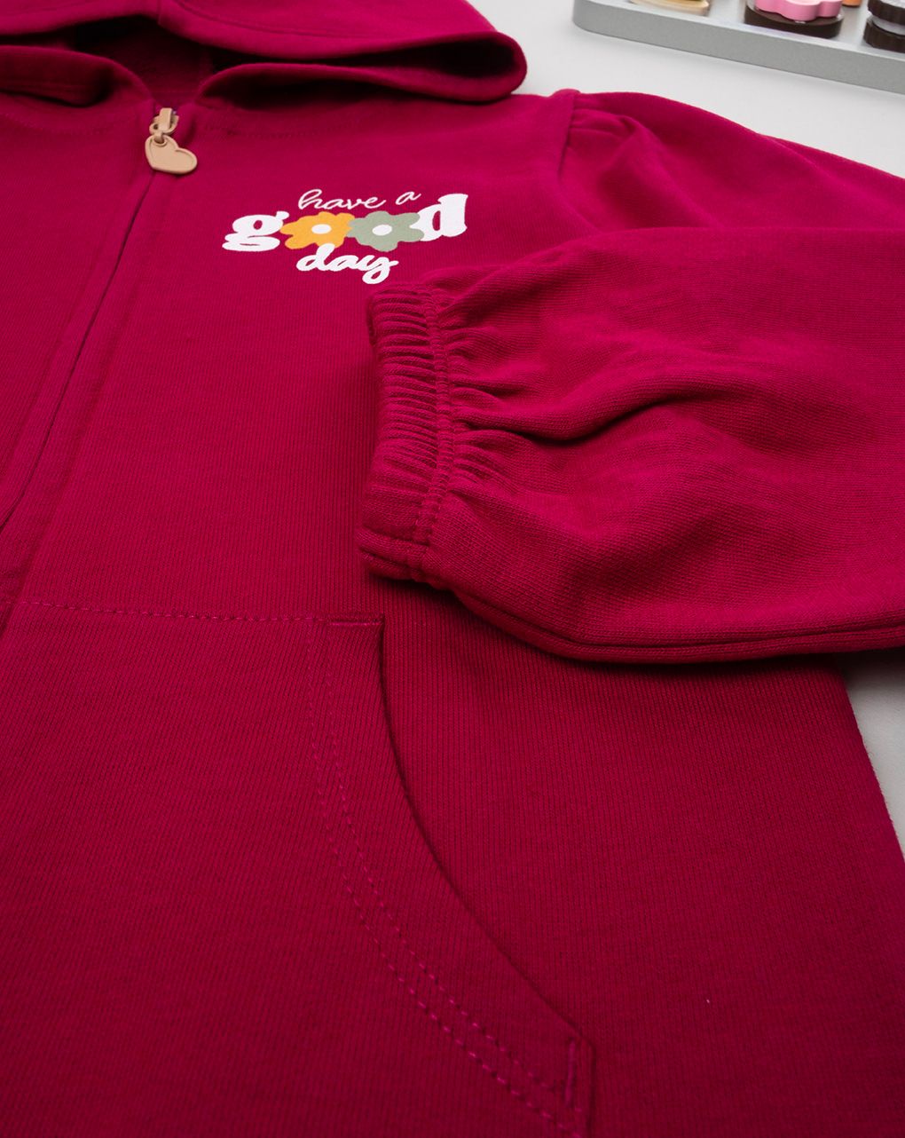 παιδική ζακέτα φούτερ μπορντώ good day για κορίτσι - Prénatal