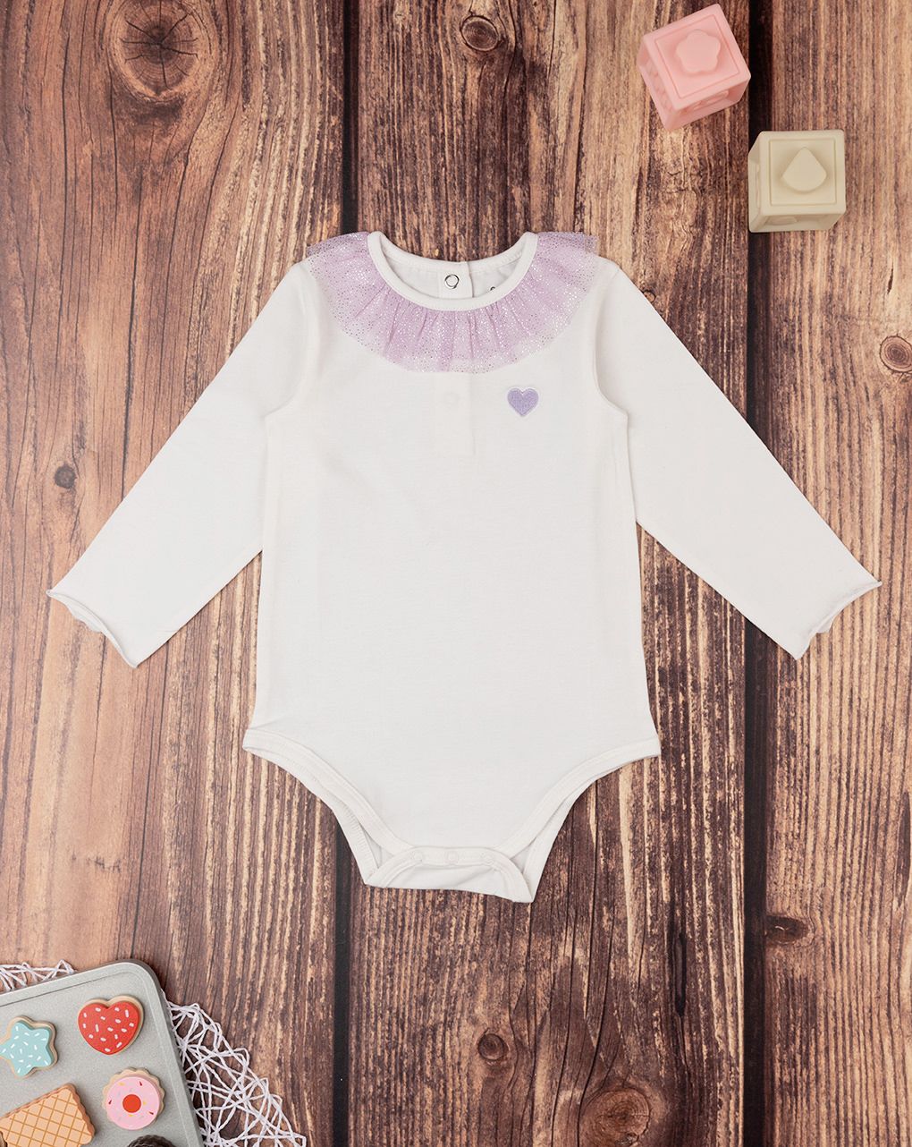 βρεφικό κορμάκι λευκό με καρδιά για κορίτσι - Prénatal