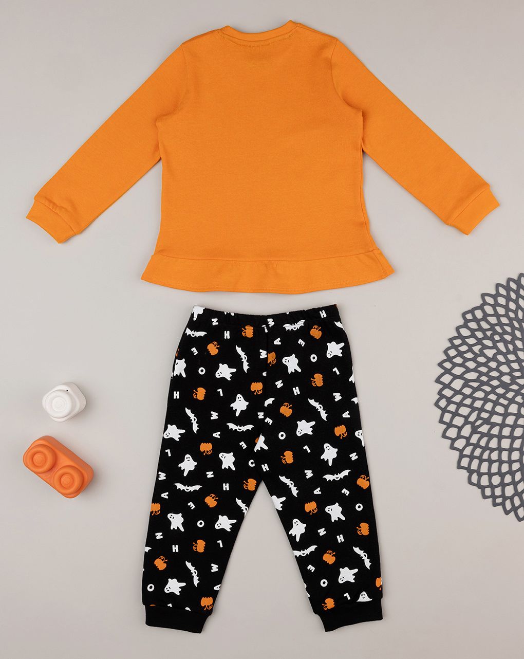 πιτζάμα halloween πορτοκαλί/μαύρη για κορίτσι - Prénatal