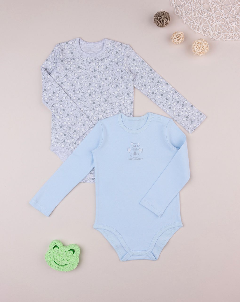 βρεφικά μακρυμάνικα κορμάκια πακέτο x2 με κοάλα για αγόρι - Prénatal