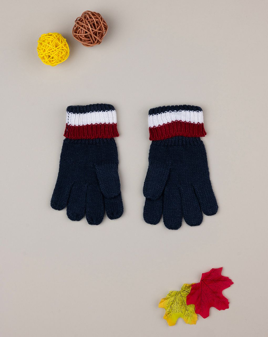 παιδικά γάντια πλεκτά μπλε ριγέ για αγόρι - Prénatal
