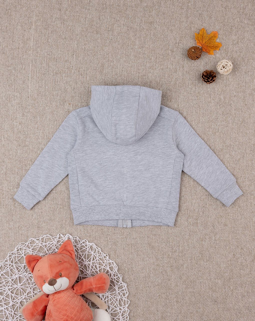 βρεφική ζακέτα φούτερ γκρι teddy για αγόρι - Prénatal