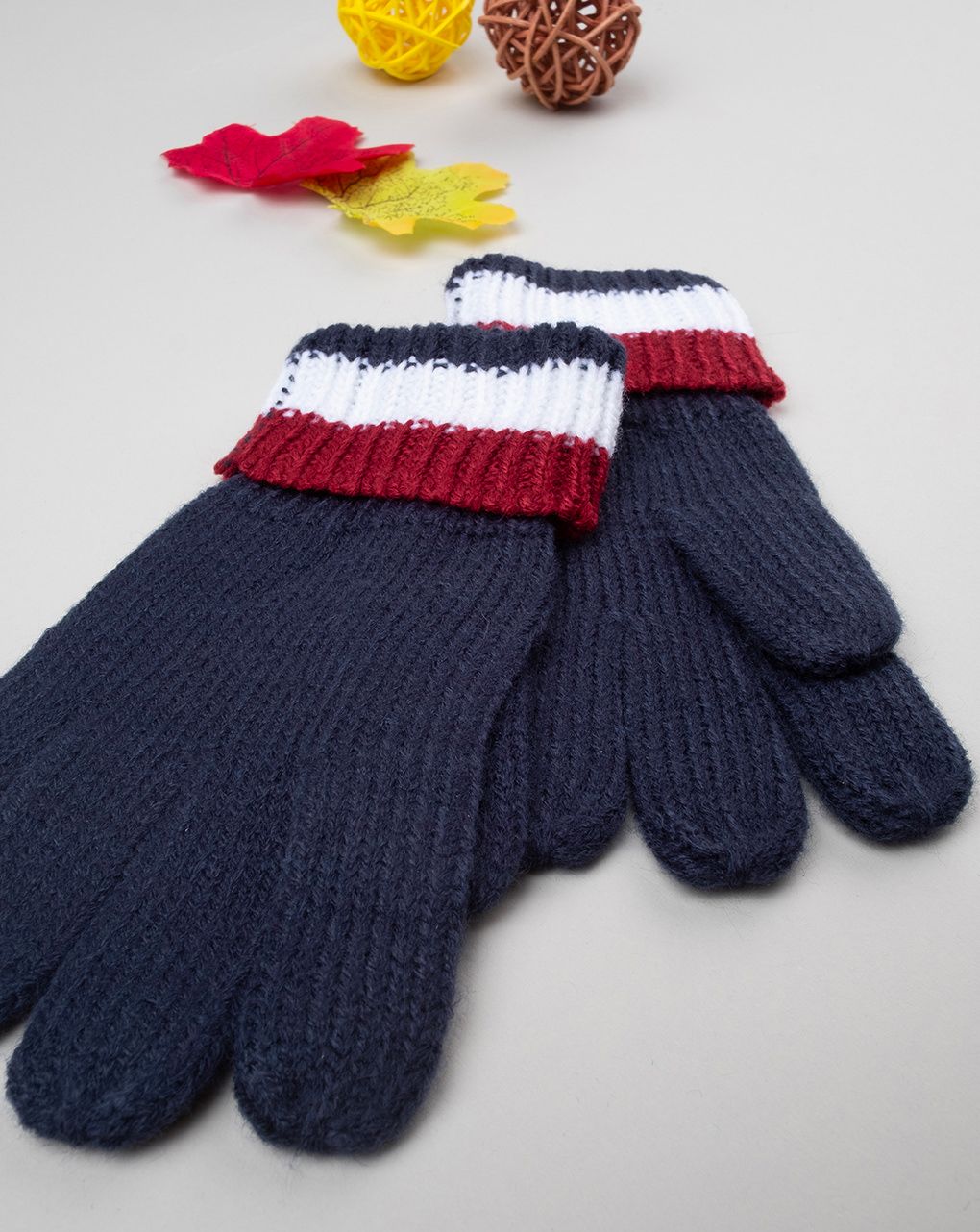 παιδικά γάντια πλεκτά μπλε ριγέ για αγόρι - Prénatal