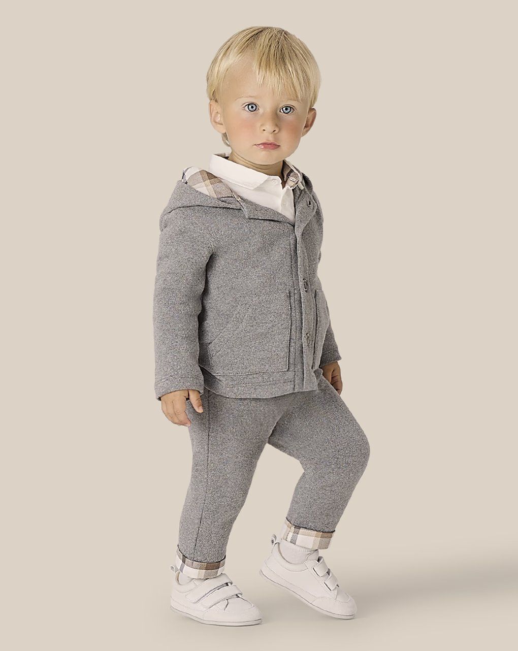 βρεφική elegant ζακέτα γκρι με κουκούλα για αγόρι - Prénatal